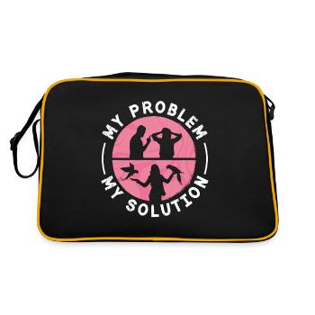 Macaw Lover My Problem My Solution Pictogram Mom - Retro Tasche - Schwarz/Gold - Hinten