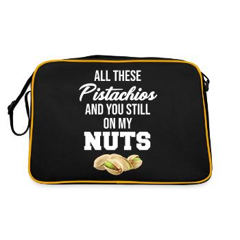 All Diese Pistazien Und Du Immer Noch Auf Meinem - Retro Tasche - Schwarz/Gold - Hinten