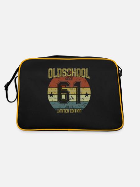 July 1961 - Geburtstag im Juli Oldschool - Retro Tasche - Schwarz/Gold - Hinten