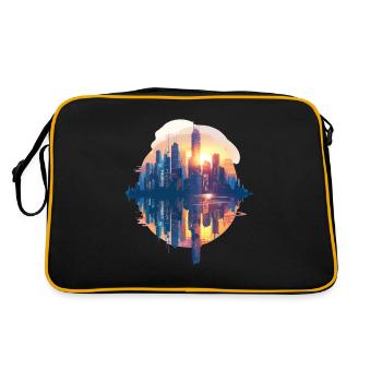 Coucher de soleil urbain aux couleurs pastel - Sac Retro - noir/or - Dos