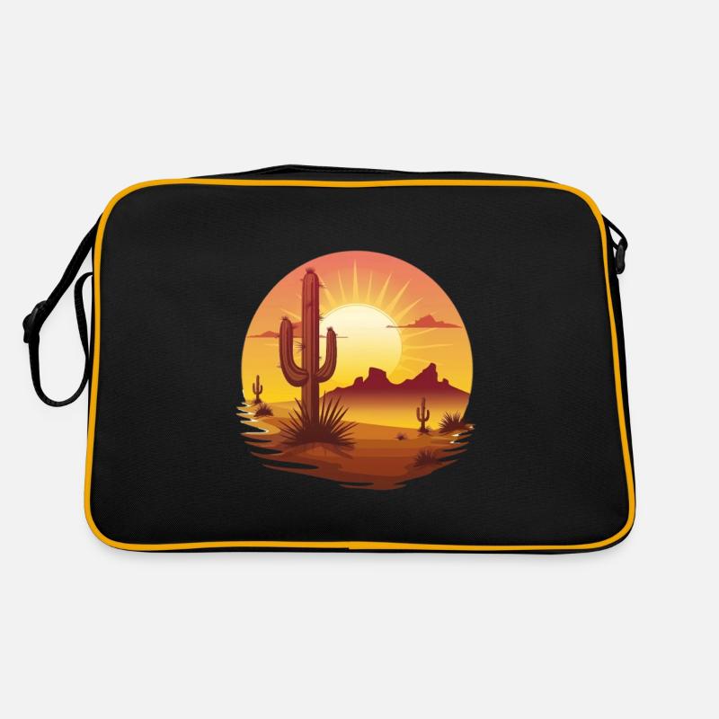 Sunset Cactus Desert Landscape Retro Bag