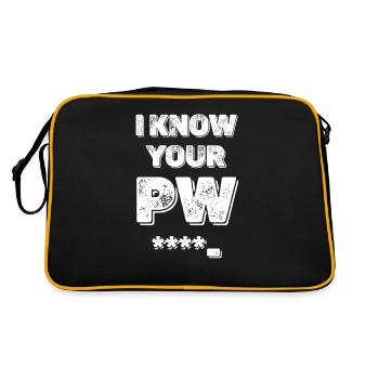 I Know Your Pw Funny Cybersecurity Malware - Retro Bag - black/gold - Back