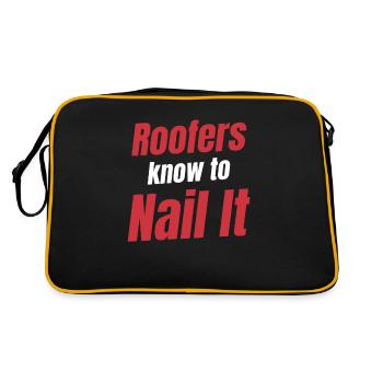 Roofer Nailing It Contractor Excavator - Retro Bag - black/gold - Back