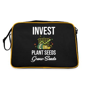Investieren, Pflanzensamen, Vermögen Wachsen - Retro Tasche - Schwarz/Gold - Hinten