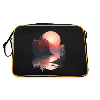 Sunset Reflection Forest Scene - Retro Bag - black/gold - Back