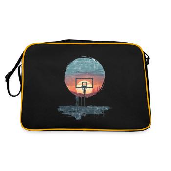 Städtischer Sonnenuntergang Basketball Motiv - Retro Tasche - Schwarz/Gold - Hinten