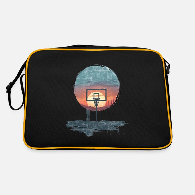 Motif de basket-ball coucher de soleil urbain Sac Retro