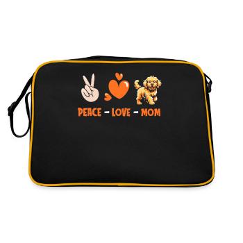 Golden Doodle Peace Love Dog Mom - Retro Tasche - Schwarz/Gold - Hinten
