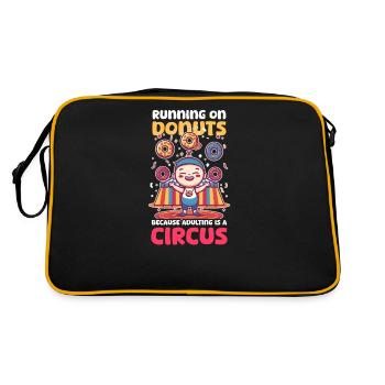 Donut Lover Running on Donuts Adulting Is a Circus - Retro Bag - black/gold - Back