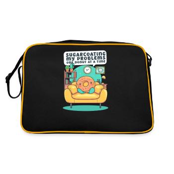 Donut Lover Sugarcoating Problems Donut at a Time - Retro Bag - black/gold - Back