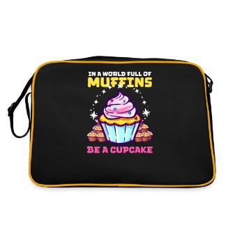 Cupcake Lover In World Full of Muffins, Be Cupcake - Retro Bag - black/gold - Back
