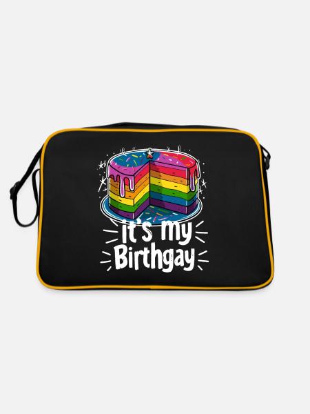 It's my birthgay birth-gay lgbt gay - Retro Bag - black/gold - Back