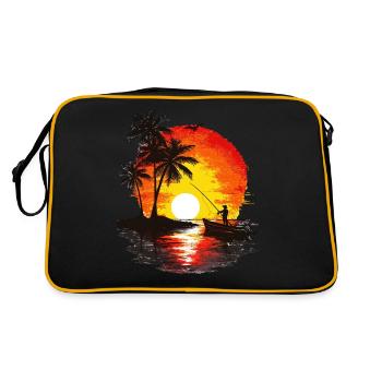 Coucher de soleil Pêche Île Tropicale - Sac Retro - noir/or - Dos