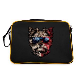 Yorkshire Terrier with American Sunglasses - Retro Bag - black/gold - Back