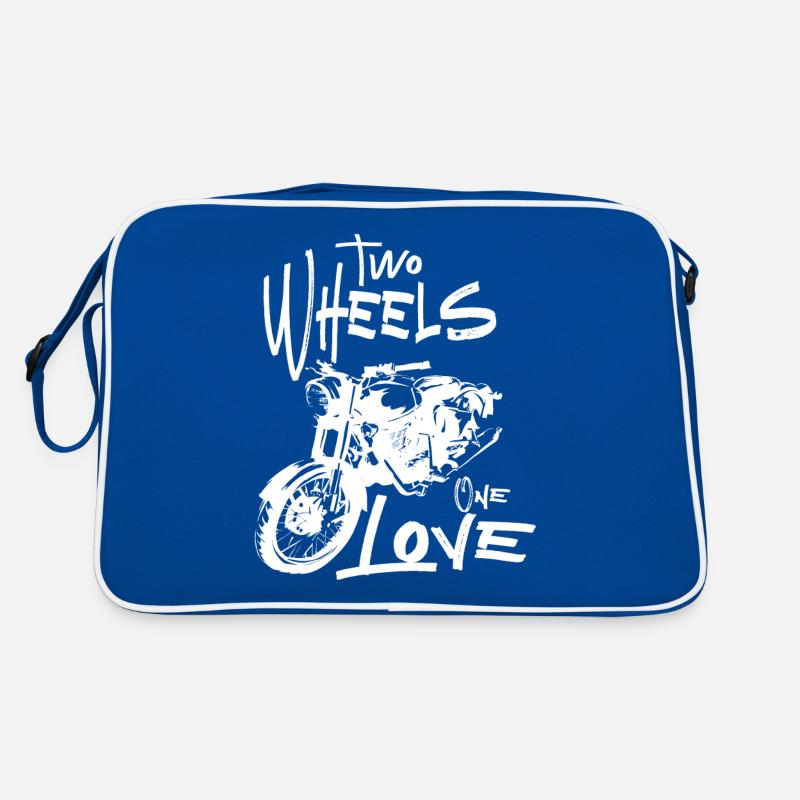 Two Wheels One Love Motorcycle Biker Motorcyclist Retro Bag