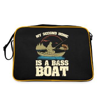 Pêche à l’achigan Ma deuxième maison est un pêcheur en bateau - Sac Retro - noir/or - Dos
