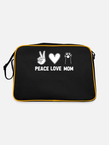 Katze Peace Love Chat Maman - Sac Retro - noir/or - Dos