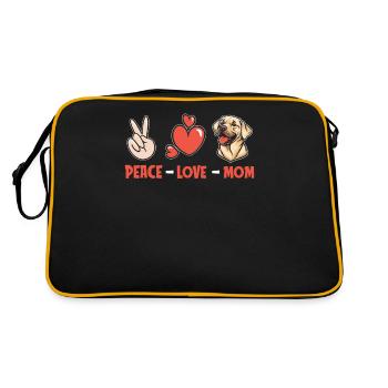 Labrador Peace Love Dog Mom - Retro Tasche - Schwarz/Gold - Hinten