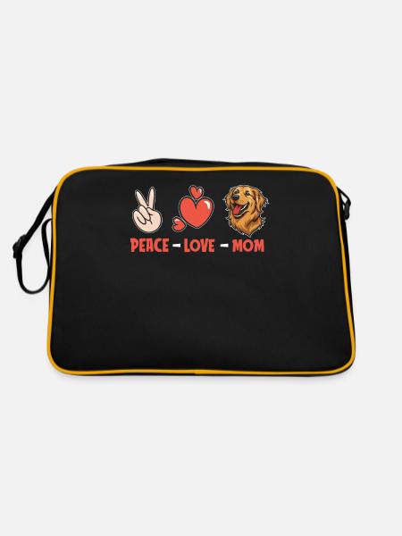 Golden Retriever Peace Love Chien Maman - Sac Retro - noir/or - Dos
