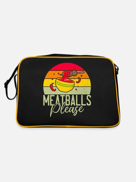 Meatball Lovers Gifts - Retro Bag - black/gold - Back