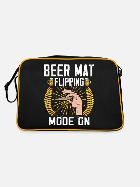 Bierdeckel Umdrehen Spiel - Retro Tasche - Schwarz/Gold - Hinten