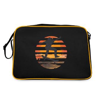 Silhouette de planche à roulettes coucher de soleil - Sac Retro - noir/or - Dos