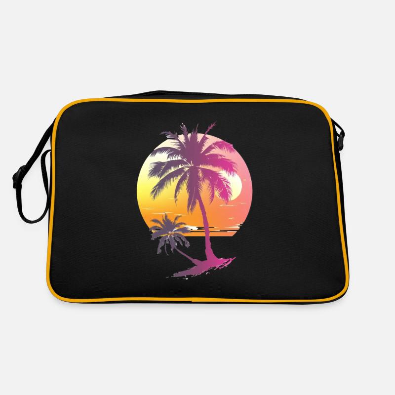 Océan Palmiers Vintage Rétro Coucher de soleil Sac Retro