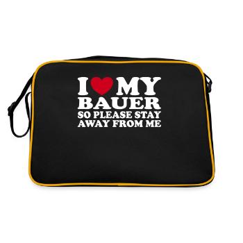 I Love My Farmer Stay Away Fun Statement - Retro Bag - black/gold - Back