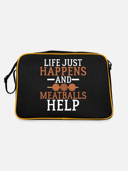 Meatball Lovers Gifts - Retro Tasche - Schwarz/Gold - Hinten