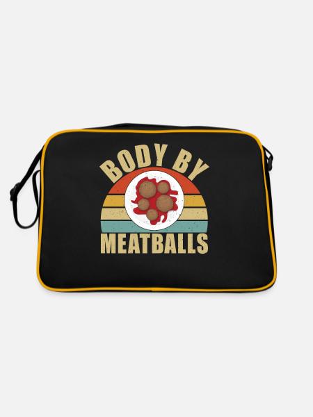 Meatball Lovers Gifts - Retro Tasche - Schwarz/Gold - Hinten