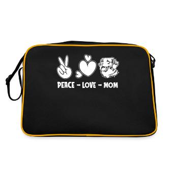 Brittany Spaniel Peace Love Dog Mom - Retro Tasche - Schwarz/Gold - Hinten