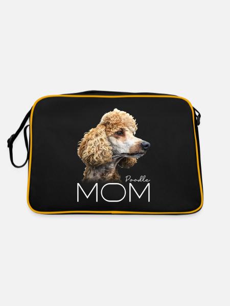 Poodle Pudel Mama - Retro Tasche - Schwarz/Gold - Hinten