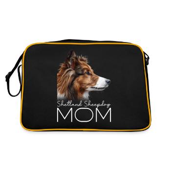Shetland Sheepdog Mama - Retro Tasche - Schwarz/Gold - Hinten