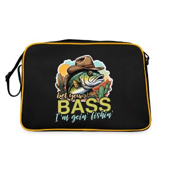 Bass Fishing Pariez votre basse Je vais amateur de pêche - Sac Retro - noir/or - Dos