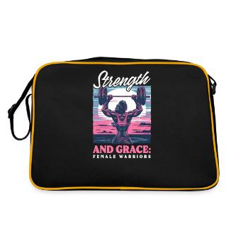 Weibliche Bodybuilderin Stärke Grace Weibliche Krieger - Retro Tasche - Schwarz/Gold - Hinten