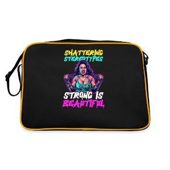 Weibliche Bodybuilderin zertrümmert Stereotypen stark - Retro Tasche - Schwarz/Gold - Hinten