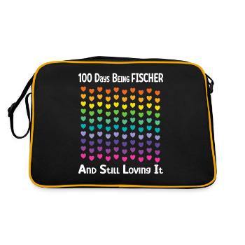 Colorful Rainbow Heart Pattern for Everyday Fun an - Retro Bag - black/gold - Back