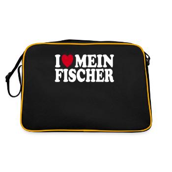 I Love My Fisher Heartfelt Expression - Retro Tasche - Schwarz/Gold - Hinten