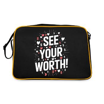 Recognize Your Worth Motivational Quote - Retro Bag - black/gold - Back