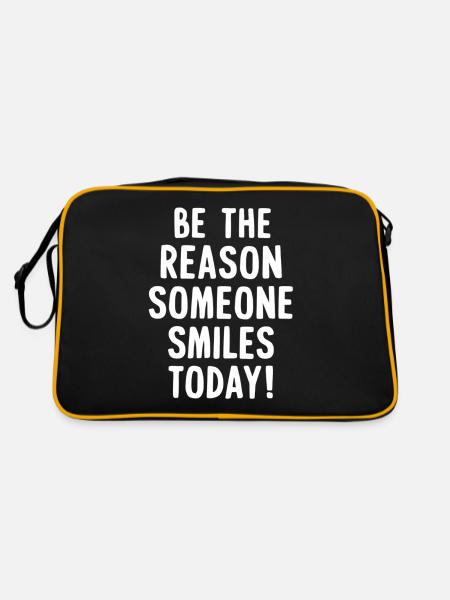 Sei Der Grund Für Ein Lächeln Heute - Retro Tasche - Schwarz/Gold - Hinten