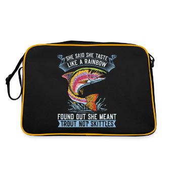 Trout Fishing She Said She Taste Like Fly Fishing - Retro Tasche - Schwarz/Gold - Hinten