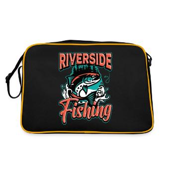 Pêche à la truite Amoureux de la pêche au bord de la rivière Pêcheur - Sac Retro - noir/or - Dos