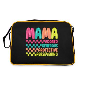 Retro Kariert Mama Mama Muttertag - Retro Tasche - Schwarz/Gold - Hinten