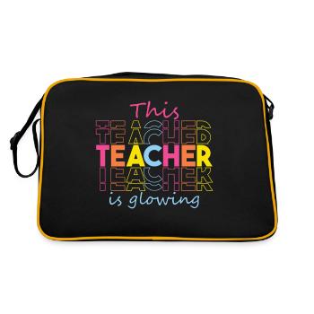 This Teacher Is Glowing Hello Summer Funny End Of - Retro Bag - black/gold - Back