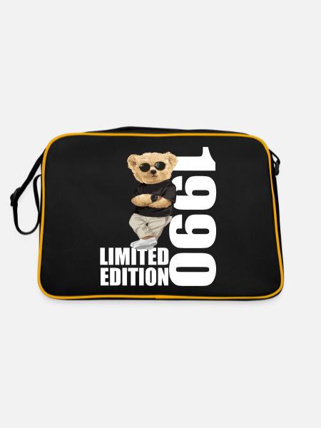 Limited Edition 1990 Bär Bären Geburtstag 1990 - Retro Tasche - Schwarz/Gold - Hinten