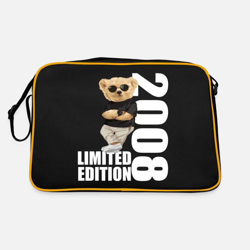 Limited Edition 2008 Bär Bären Geburtstag 2008 - Retro Tasche - Schwarz/Gold