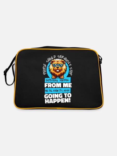Chow Chow - Retro Tasche - Schwarz/Gold - Hinten
