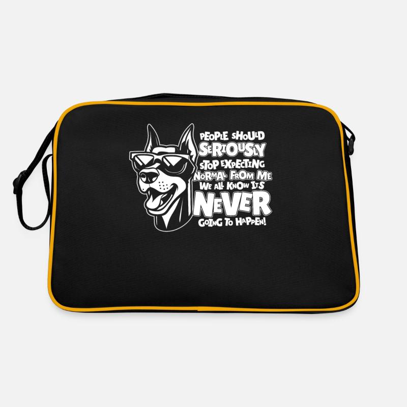 Dobermann - Retro Tasche - Schwarz/Gold