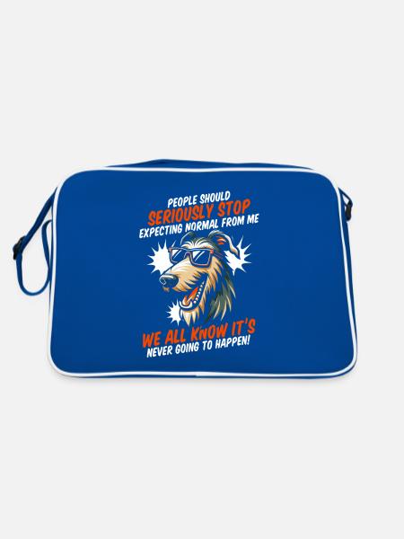 Irischer Wolfshund - Retro Tasche - Blau/Weiß - Hinten