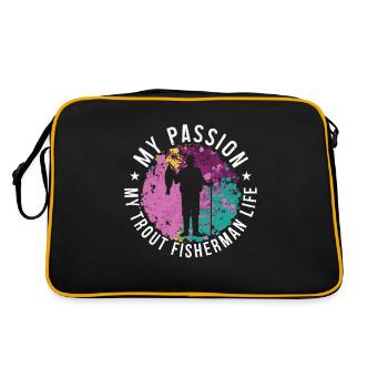 Pêcheur de truite Ma passion Ma truite Pêche à la mouche - Sac Retro - noir/or - Dos